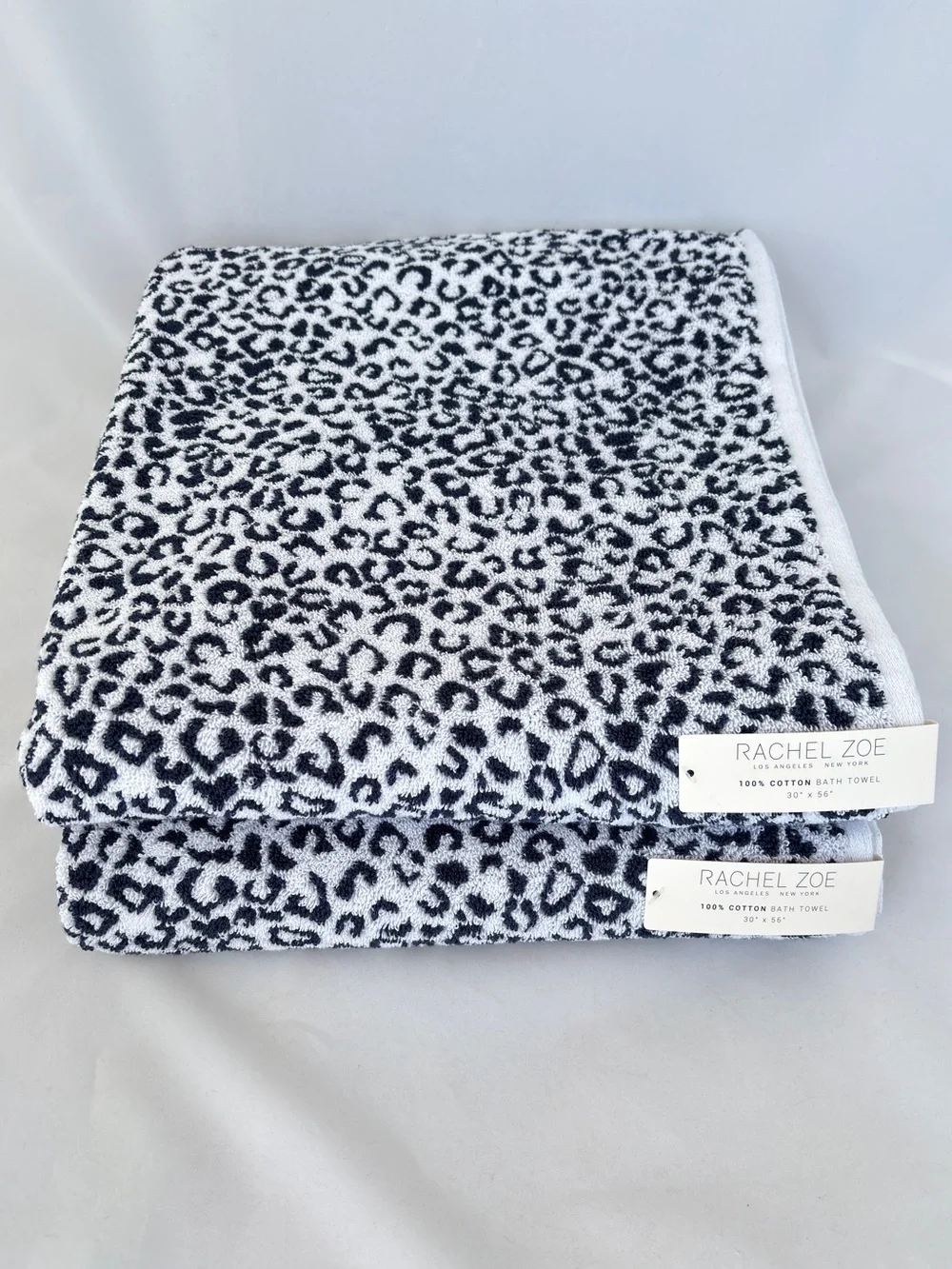 NWT Rachel Zoe Leopard Bath Towels Set of 2 Animal Cheetah Print MobWife